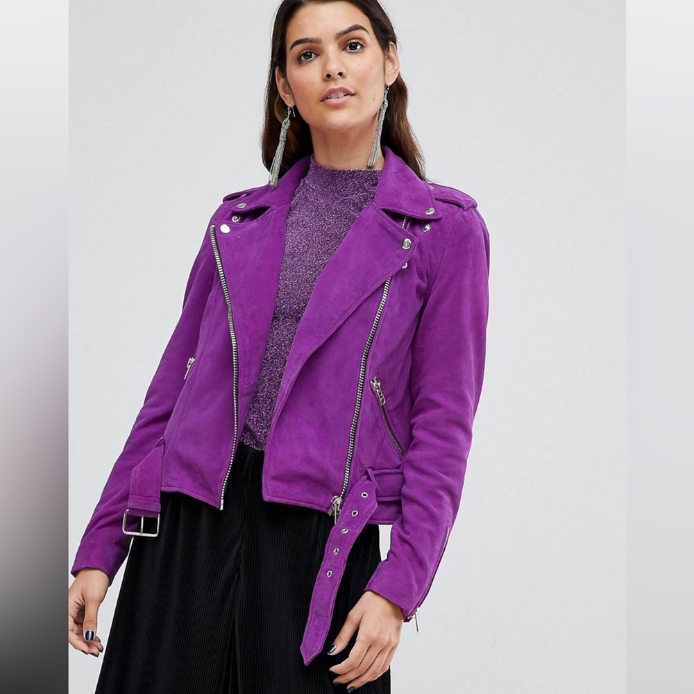 Women's Purple Leather Jacket